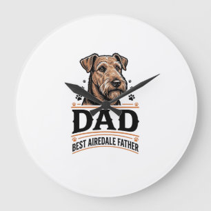 Airedale Terrier Vater Vintage Hund Vater Shirt_1 Große Wanduhr