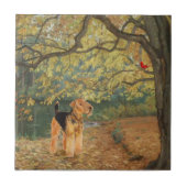 Airedale Terrier Vogelbeobachtung Fliese (Vorderseite)