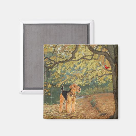 Airedale Terrier Vogelbeobachtung Magnet (Vorderseite/Rückseite)