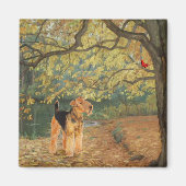 Airedale Terrier Vogelbeobachtung Magnet (Vorne)