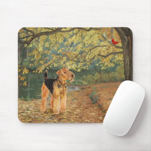 Airedale Terrier Vogelbeobachtung Mousepad (Mit Mouse)