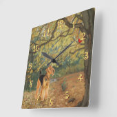 Airedale Terrier Vogelbeobachtung Quadratische Wanduhr (Winkel)