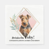 Airedale Terrier Wedding Napkins mit Hunden Foto Serviette (Vorderseite)