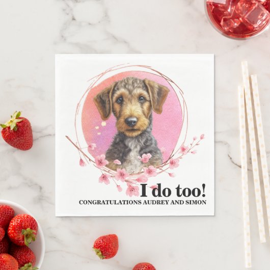 Airedale Terrier Wedding Napkins mit Hunden Foto Serviette (Beispiel)