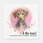 Airedale Terrier Wedding Napkins mit Hunden Foto Serviette (Vorderseite)