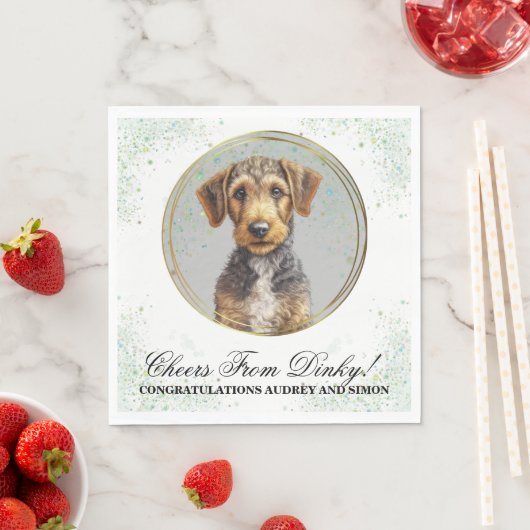 Airedale Terrier Wedding Napkins mit Hunden Foto Serviette (Beispiel)