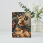 Airedale Terrier Weihnachten Postkarte (Stehend Vorderseite)