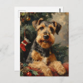 Airedale Terrier Weihnachten Postkarte (Vorne/Hinten)