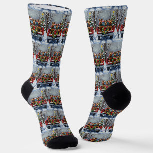Airedale Terrier Weihnachten Rotes Lastwagen Urlau Socken