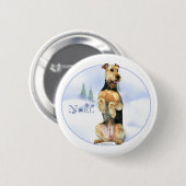 Airedale Terrier Weihnachten - Schaltfläche Button (Vorne & Hinten)