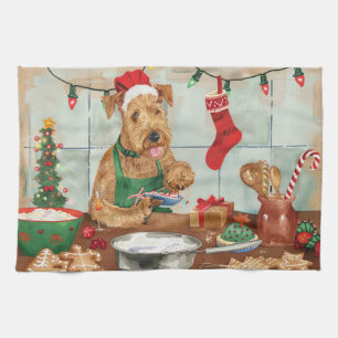 Airedale Terrier Weihnachtsbäckerei: Festliches We Geschirrtuch