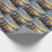 Airedale Terrier Weihnachtsboot Urlaub Geschenkpapier (Ecke)