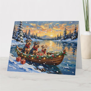 Airedale Terrier Weihnachtsboot Urlaub Karte