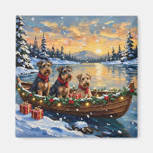 Airedale Terrier Weihnachtsboot Urlaub Magnet (Vorne)
