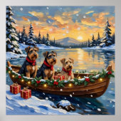 Airedale Terrier Weihnachtsboot Urlaub Poster (Vorne)