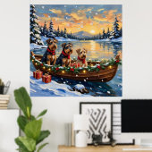 Airedale Terrier Weihnachtsboot Urlaub Poster (Heimbüro)