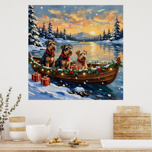 Airedale Terrier Weihnachtsboot Urlaub Poster