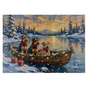 Airedale Terrier Weihnachtsboot Urlaub Schneidebrett