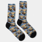 Airedale Terrier Weihnachtsboot Urlaub Socken (Rechts)