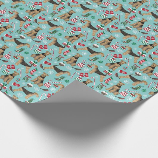 Airedale Terrier Weihnachtsgeschenk Geschenkpapier (Ecke)