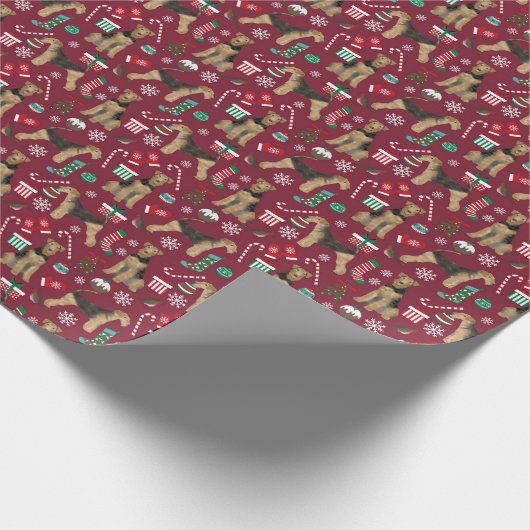 Airedale Terrier Weihnachtsgeschenk Geschenkpapier (Ecke)