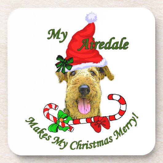 Airedale Terrier Weihnachtsgeschenke Getränkeuntersetzer (Vorderseite)