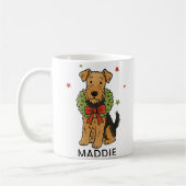 Airedale Terrier Weihnachtskranz & roter Bogen Kaffeetasse (Links)