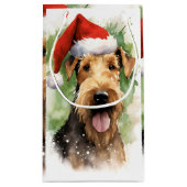 Airedale Terrier Weihnachtsmalerei Kunstwerke Kleine Geschenktüte (Rückseite)