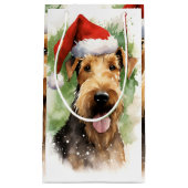 Airedale Terrier Weihnachtsmalerei Kunstwerke Kleine Geschenktüte (Vorderseite)