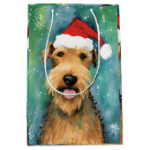 Airedale Terrier Weihnachtsmalerei Kunstwerke Mittlere Geschenktüte (Vorderseite)