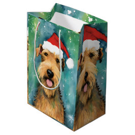 Airedale Terrier Weihnachtsmalerei Kunstwerke Mittlere Geschenktüte