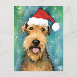 Airedale Terrier Weihnachtsmalerei Kunstwerke Postkarte