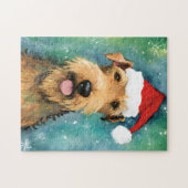 Airedale Terrier Weihnachtsmalerei Kunstwerke Puzzle (Horizontal)