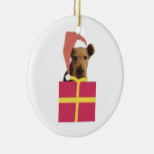 Airedale-Terrier-Weihnachtsmannmütze-Verzierung Keramikornament (Rechts)
