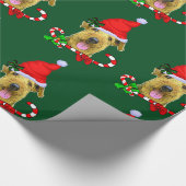 Airedale Terrier Weihnachtsmannmütze Weihnachten Geschenkpapier (Ecke)
