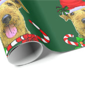 Airedale Terrier Weihnachtsmannmütze Weihnachten Geschenkpapier (Rolleneckpunkt)