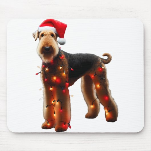 Airedale Terrier Weihnachtsmannmütze WeihnachtsLIC Mousepad (Vorne)