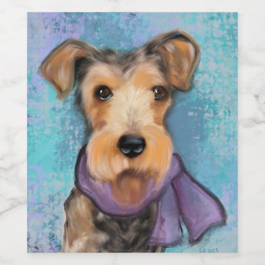 Airedale Terrier Weinetikett (Einzelnes Label)