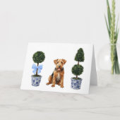Airedale Terrier Welpe Topiary Watercolor Karte (Vorderseite)