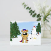 Airedale Terrier Winter Szene Postkarte (Stehend Vorderseite)