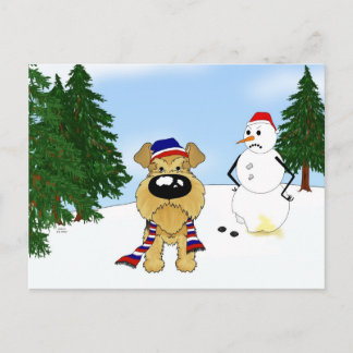 Airedale Terrier Winter Szene Postkarte