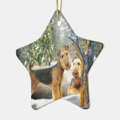 Airedale Terrier Wintertage Geschenke Keramikornament (Links)