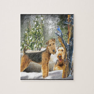 Airedale Terrier Wintertage Geschenke Puzzle