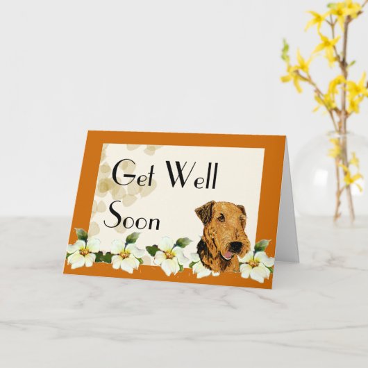 Airedale Terrier wird gut Karte (Gelbe Blume)