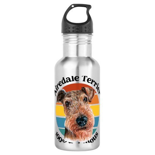 Airedale Terrier witziger Zitat Edelstahlflasche (Vorderseite)