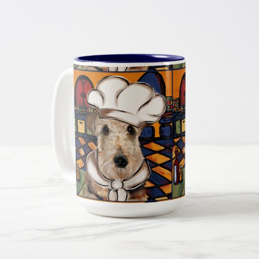 AIREDALE TERRIER ZWEIFARBIGE TASSE (Vorderseite Links)