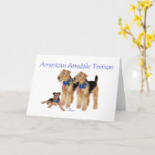Airedale Terriers American Flag Karte (Gelbe Blume)