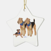 Airedale Terriers American Flag Keramik Ornament (Links)