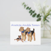 Airedale Terriers American Flag Postkarte (Stehend Vorderseite)