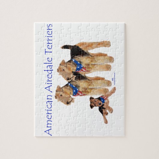 Airedale Terriers American Flag Puzzle (Vertikal)